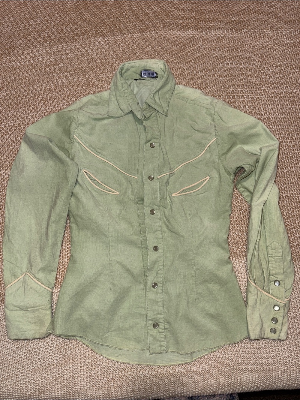 Universal Light Green Casual Western Button-Down Shirt